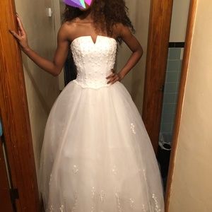 Wedding gown with tag and bag